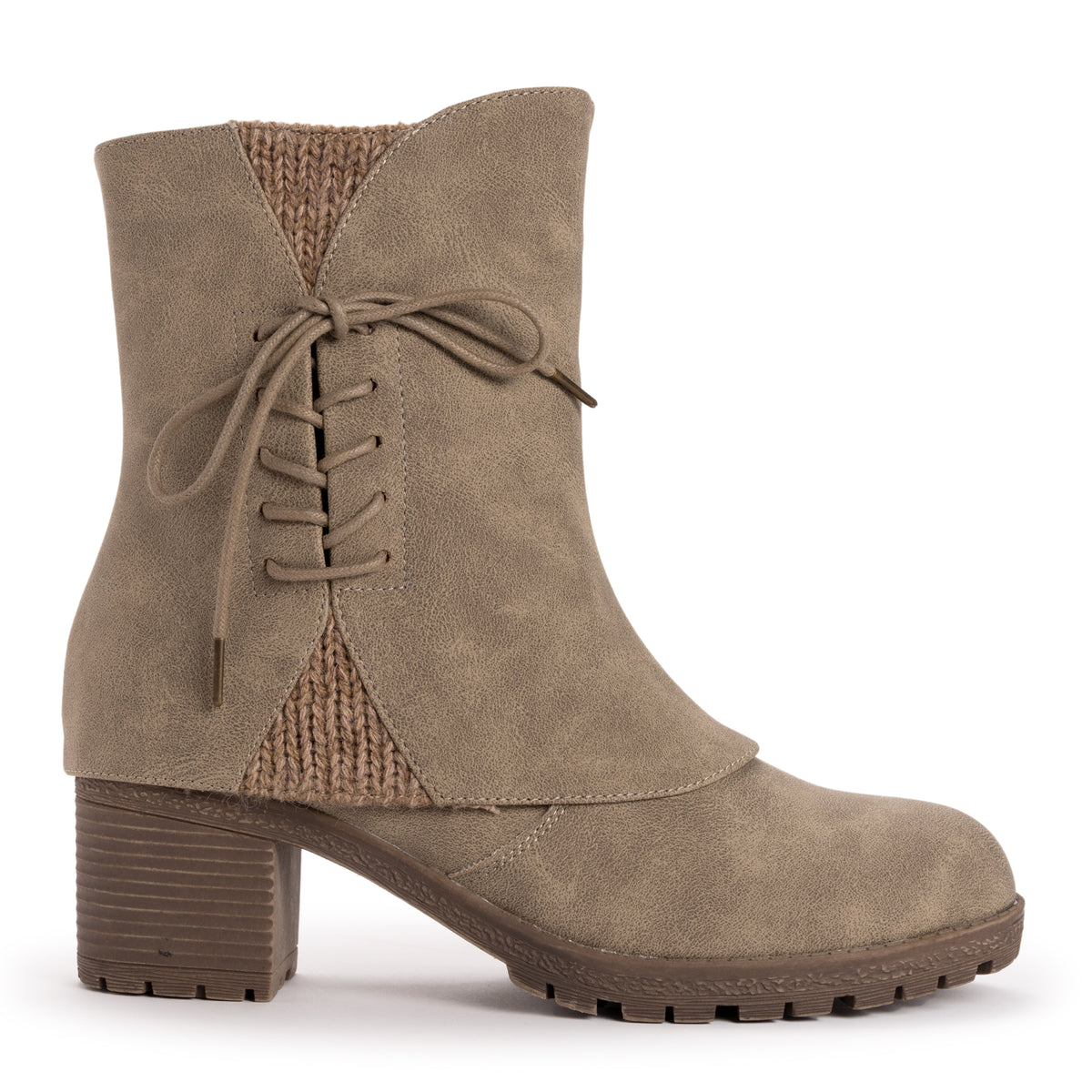 MUK LUKS Women's Lucy Laylah Fashion Boots With Buckle Strap & Comfy Sweater Cuff
