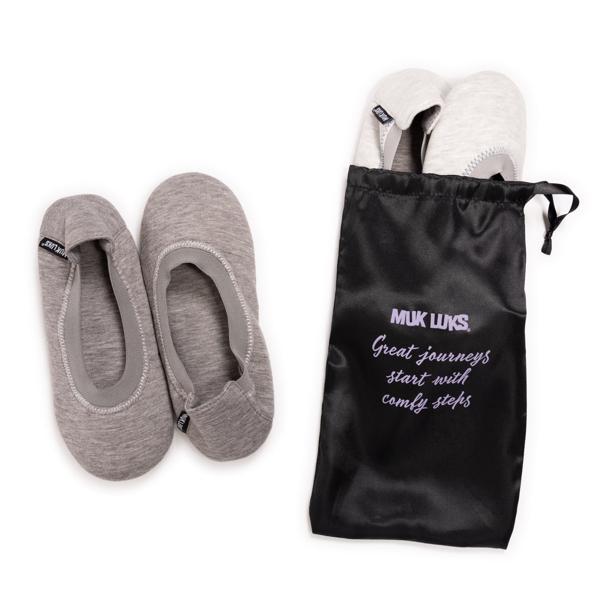 MUK LUKS 2 Paia Di Pantofole Da Viaggio Ballerina – Con Borsa Inclusa – Comode E Pieghevoli Per Donna
