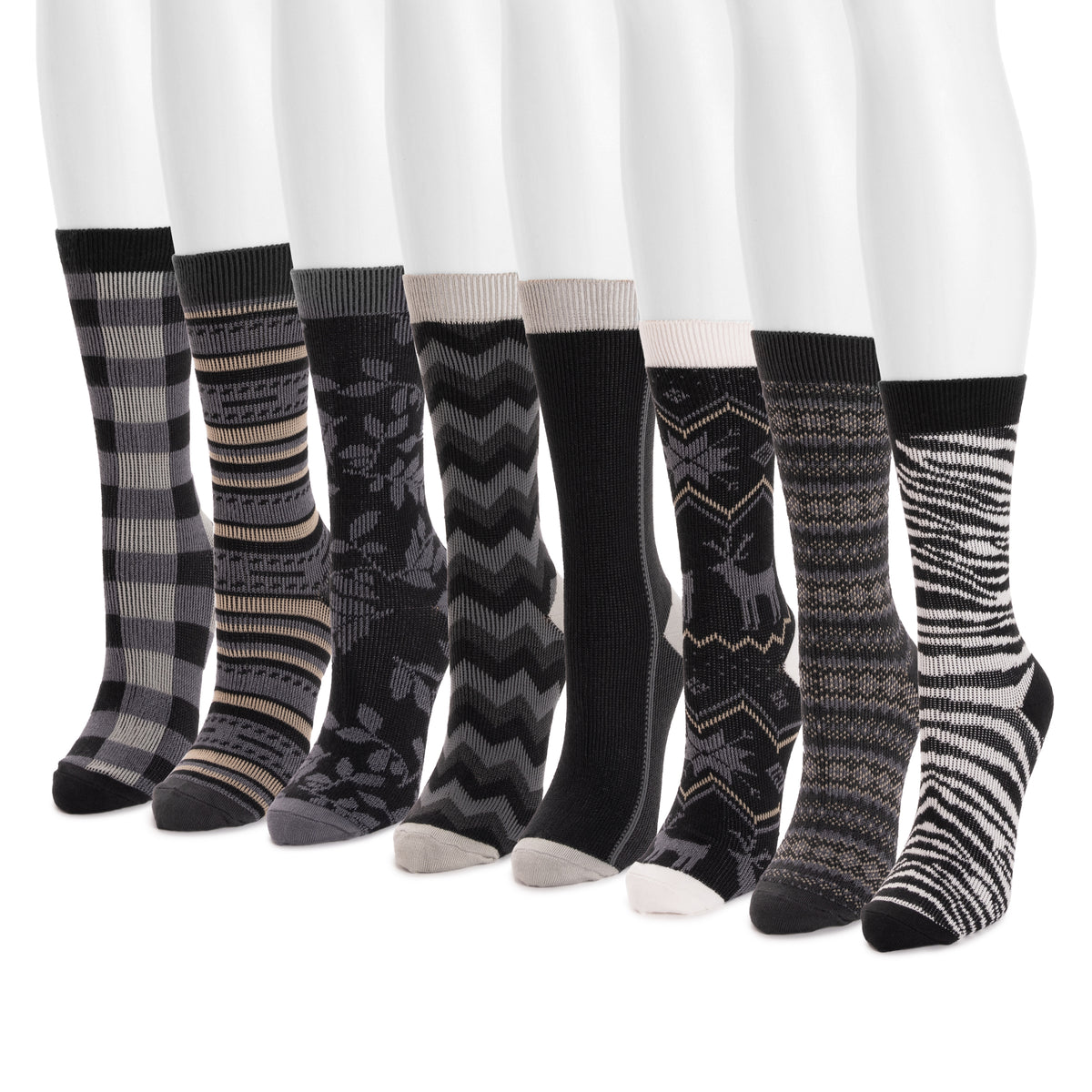 Women's 8 Pair Pack Microfiber Socks MUK LUKS