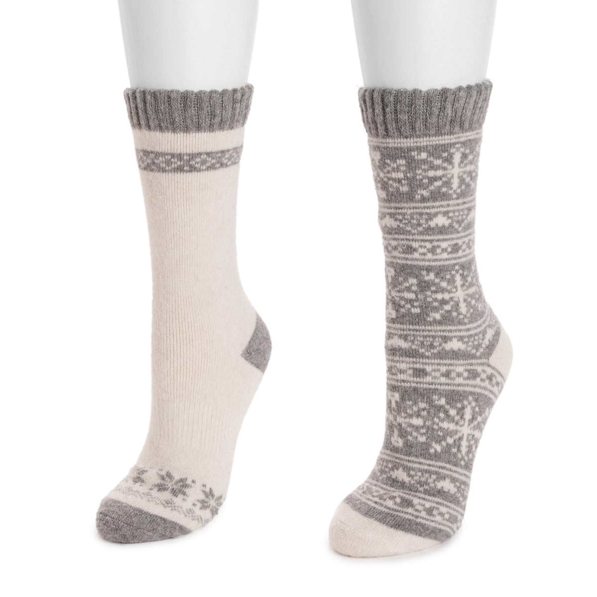 Women's Wool Socks (2 Pair Pack) Black/Ivory MUK LUKS