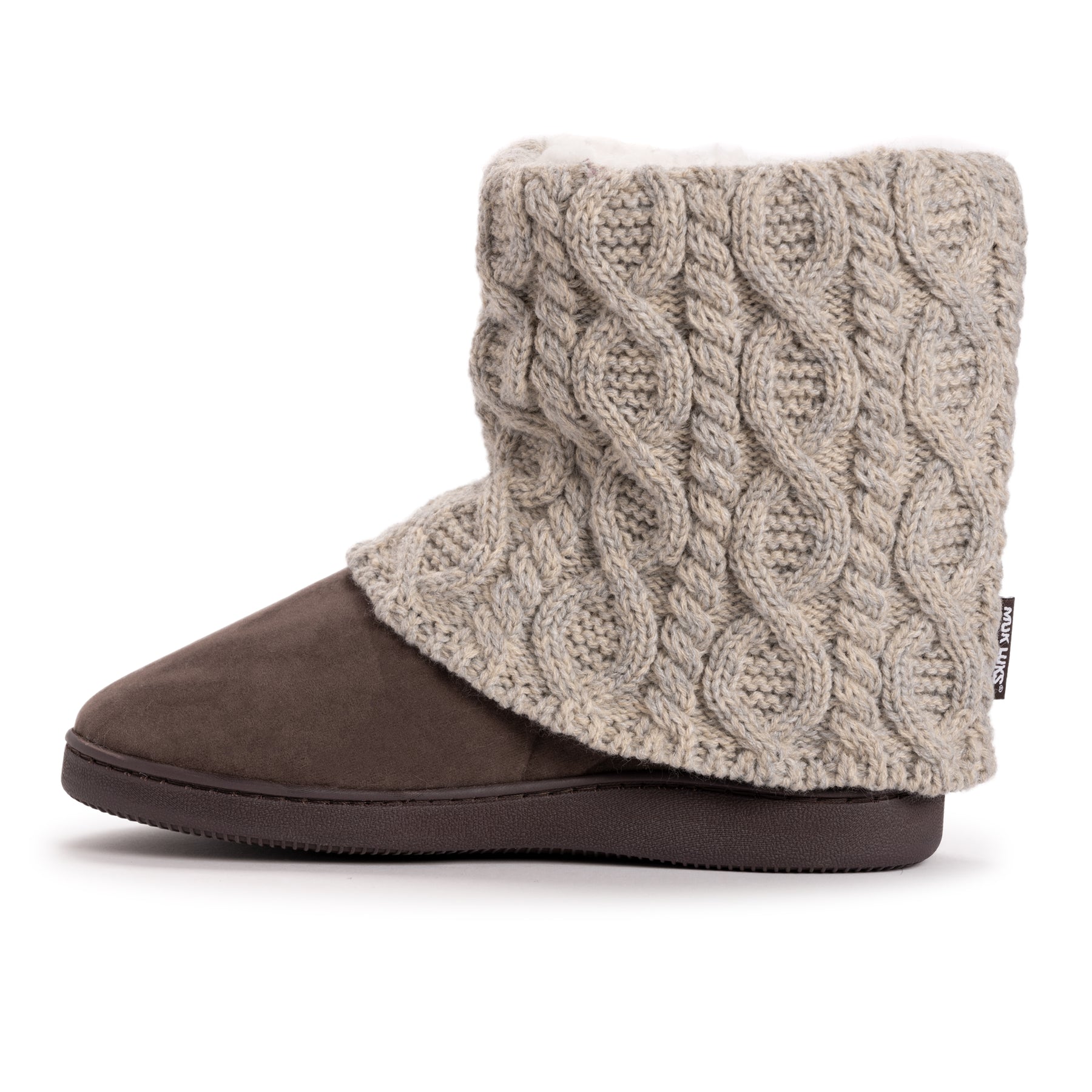 MUK LUKS Women's Raquel Slipper Boots – Cozy Fair Isle Knit With Indoor/Outdoor Sole