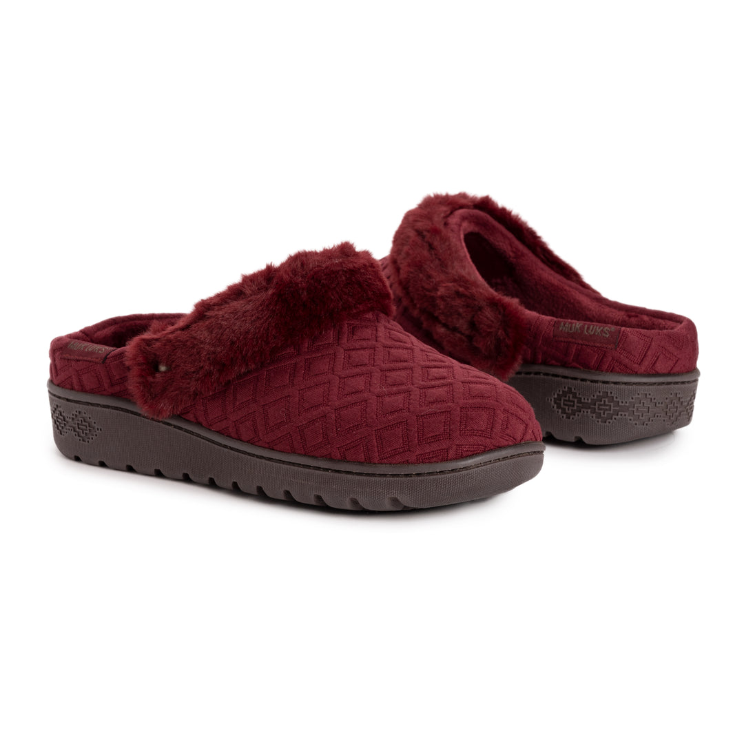 MUK LUKS Women's Aileen Clog Slippers - Faux Fur Lined, Indoor/Outdoor Sole - View #11