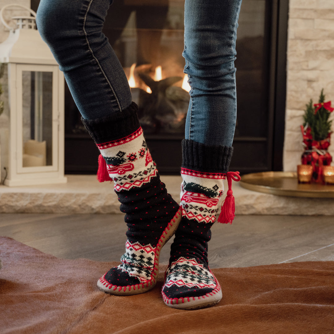 Slipper Socks Women Muk Luks Women's Short Cable Slipper Socks