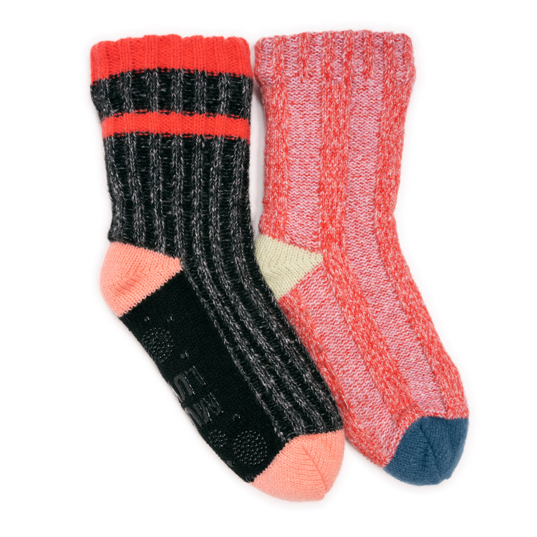 Women's 2 Pair Pack Cozy Sherpa Lined Cabin Sock Ebony/Ivory – MUK