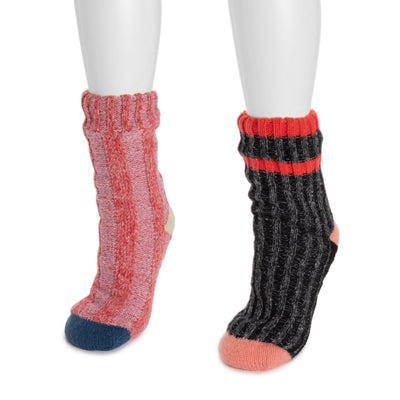 Women's 2 Pair Pack Cozy Sherpa Lined Cabin Sock Ebony/Ivory – MUK