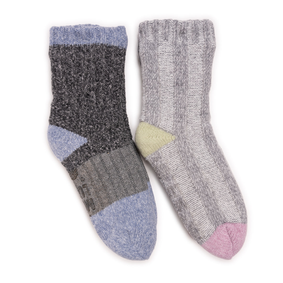 Women's 2 Pair Pack Cozy Sherpa Lined Cabin Sock Ebony/Ivory – MUK