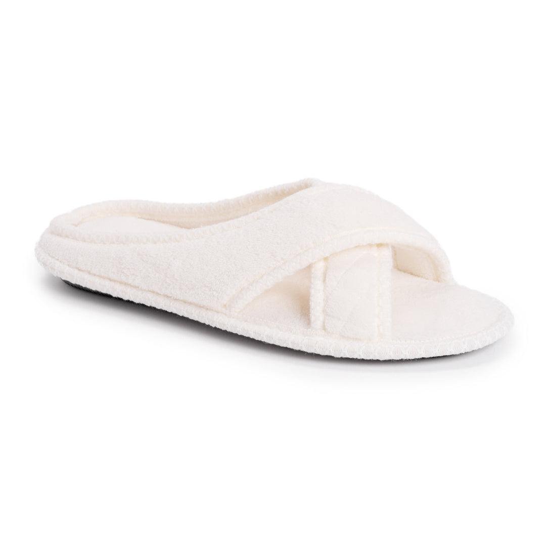 MUK LUKS Perley Criss-Cross Slippers – Women’s Open-Toe Slides With Memory Foam, Faux Fur, Summer Comfort - View #10