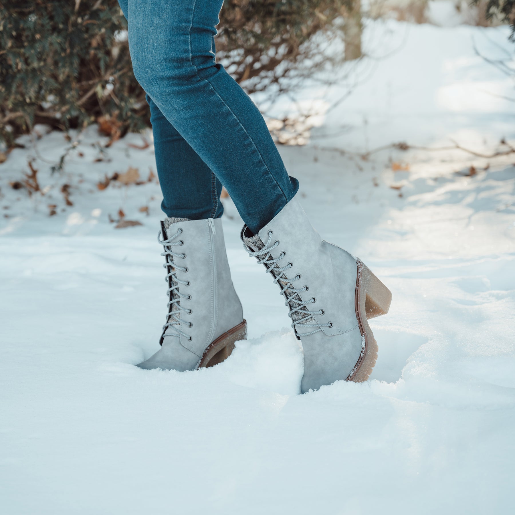 Women s Riser Jazz Heeled Boots Grey MUK LUKS