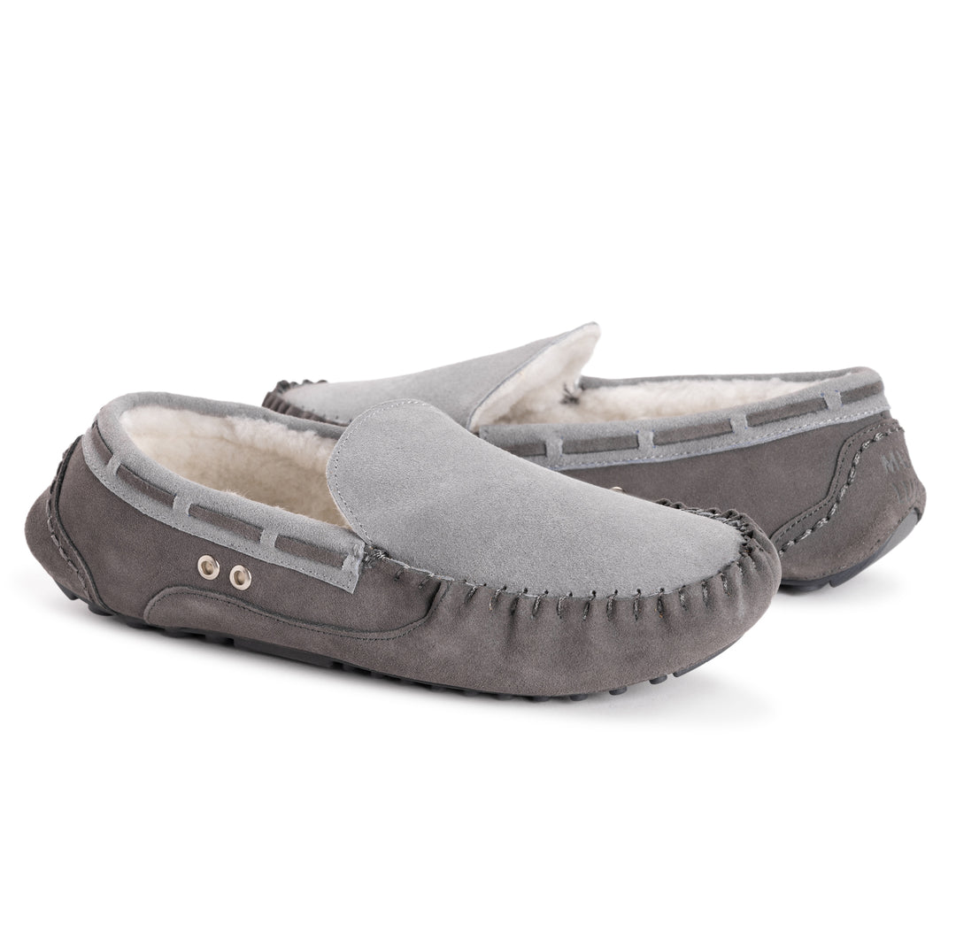 MUK LUKS Men\'s Everett Moccasin Slippers, Dark Grey, 12 MUK LUKS Emmett Moccasin Slipper (Men main image 2