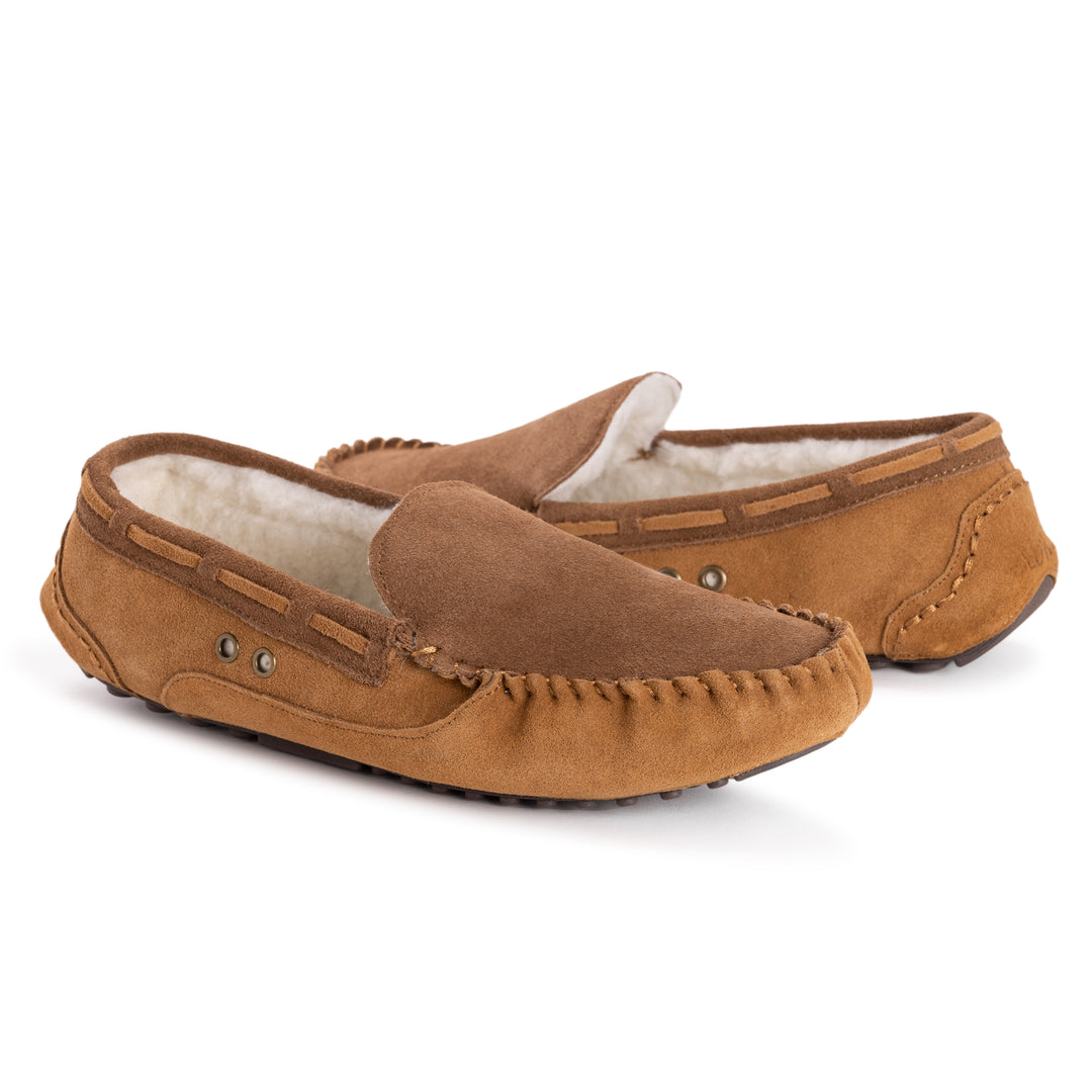 MUK LUKS Men\'s Everett Moccasin Slippers, Dark Grey, 12 Men main image 3