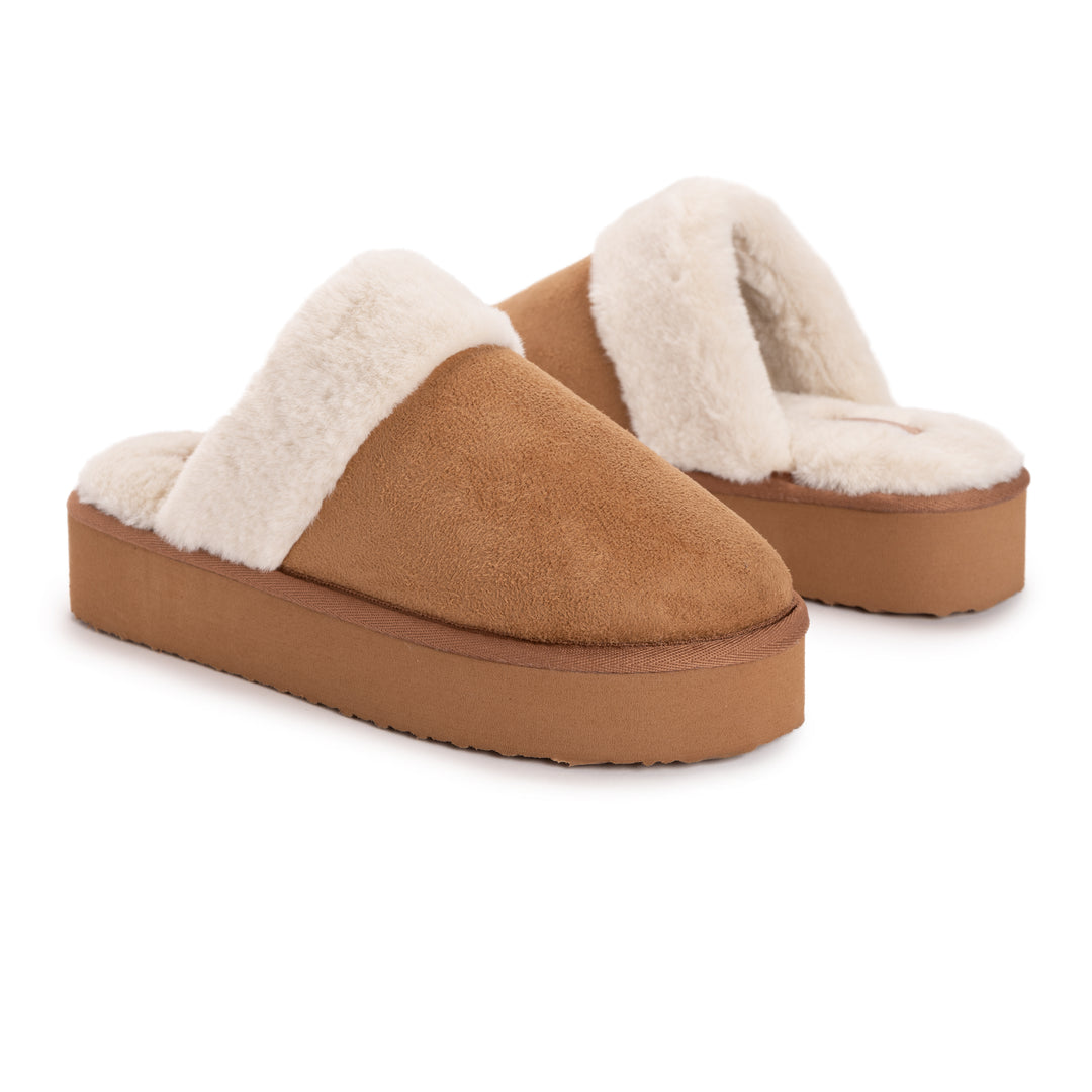 Women's Microsuede Platform Scuff Slipper Chestnut – MUK LUKS