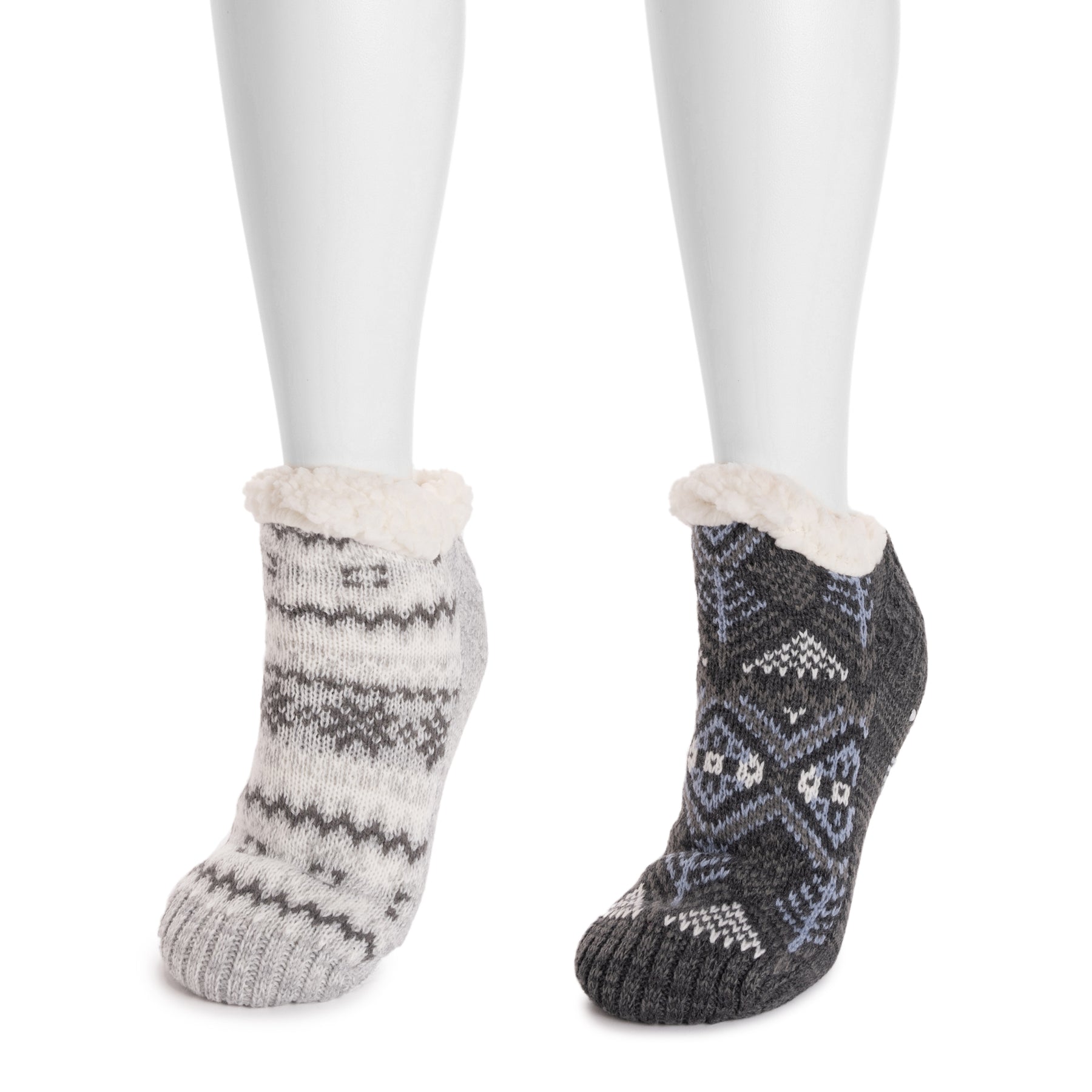 MUK LUKS Women's 2 Pair Pack Tall Cabin Socks, Fairy Dust/Grey - Macy's
