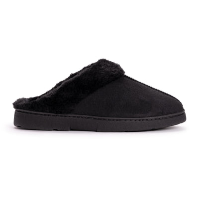 black womens polysuede clog house slippers