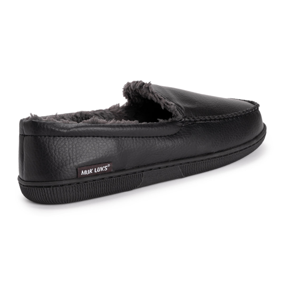 New Black Faux Leather Moccasin Slippers with Faux Fur Lining Slip On Size 10 Amazon.com | Real Fancy Women main image 4