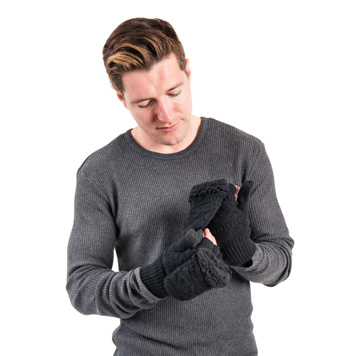 Men's Faux Fur Flip Mittens MUK LUKS